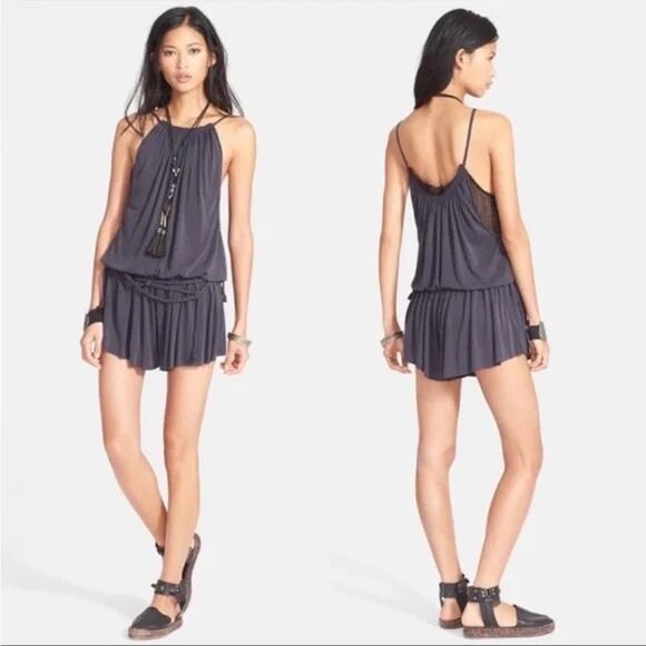 Free People Dust in the Wind Romper Dark Gray Size Medium - Picture 1 of 8